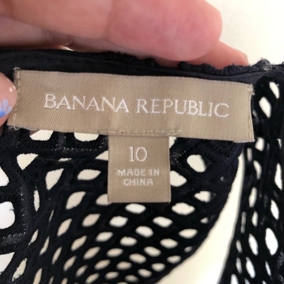 Banana Republic Navy & Red Fit & Flare A-Line Net Overlay Dress - Picture 8 of 8